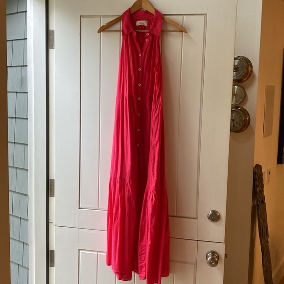 XIRENA Raspberry button down sleeveless collar dress - Picture 2 of 5